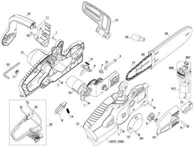 Page A Diagram and Parts List for CCS818X 2 Black and Decker Chainsaw
